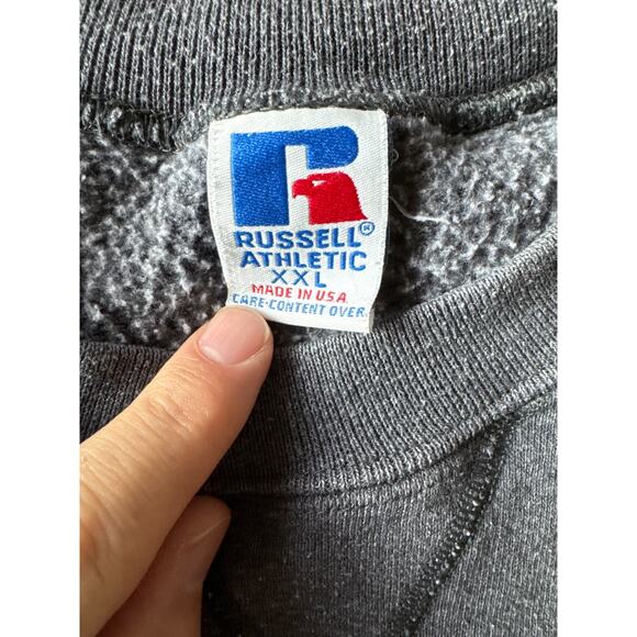 Vintage Russell Athletic Gray White Cut & Sew USA Made XXL* Crewneck Sweatshirt - Picture 2 of 8
